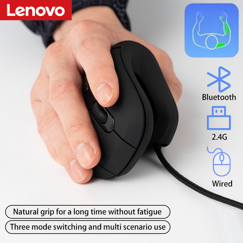 Ergonomic Mouse Vertical - Ratón para Juegos Lenovo Vertical, Silencioso,