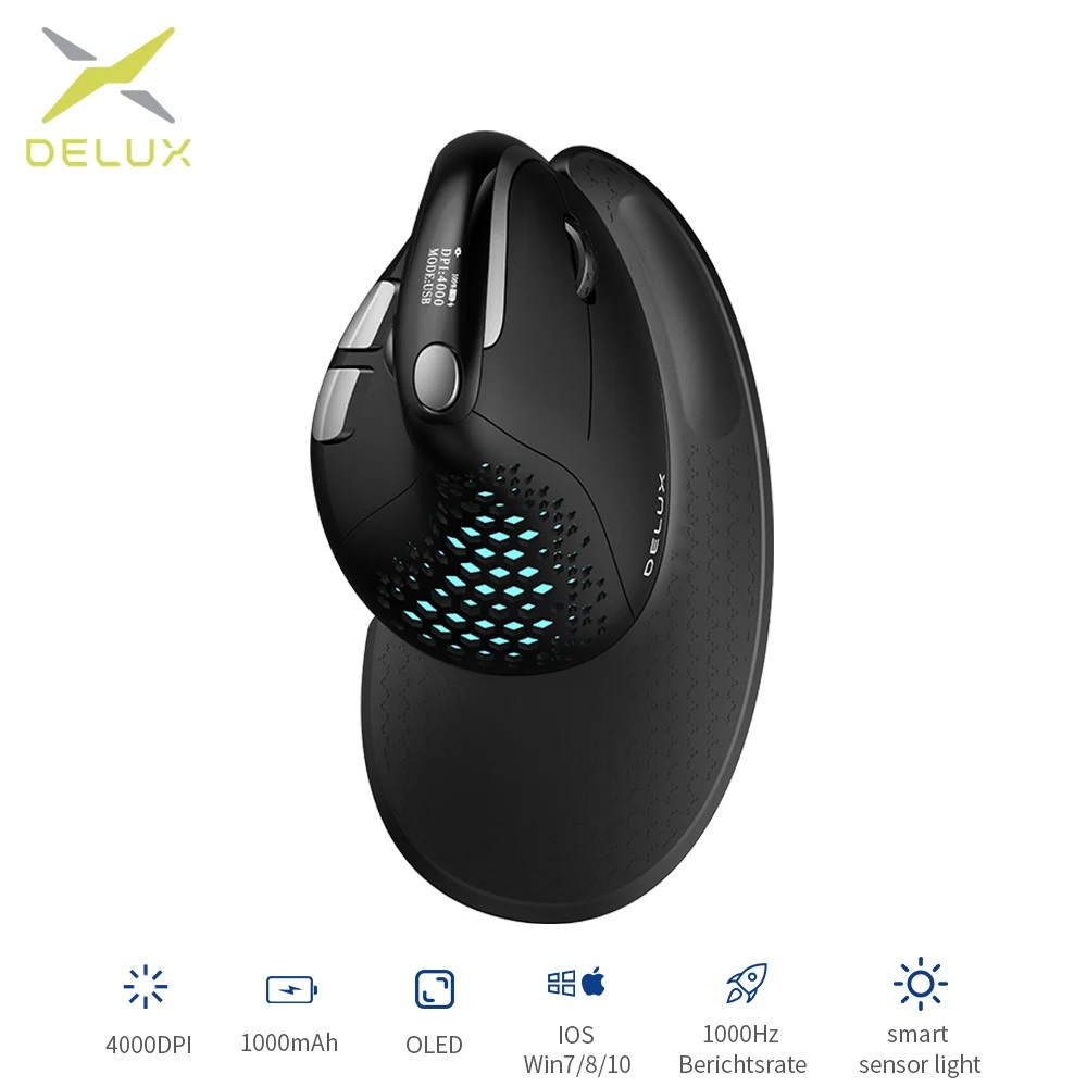 Delux Seeker M618XSD ergonómic - Ergonomic Mouse Vertical reseña y precio